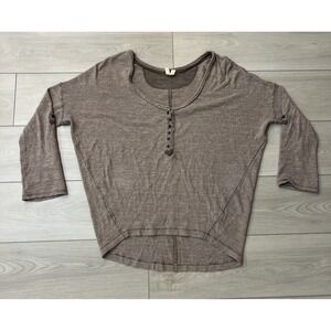 We the Free People Top Oversized Long Sleeve Shirt Striped Blouse Size Petite Sm